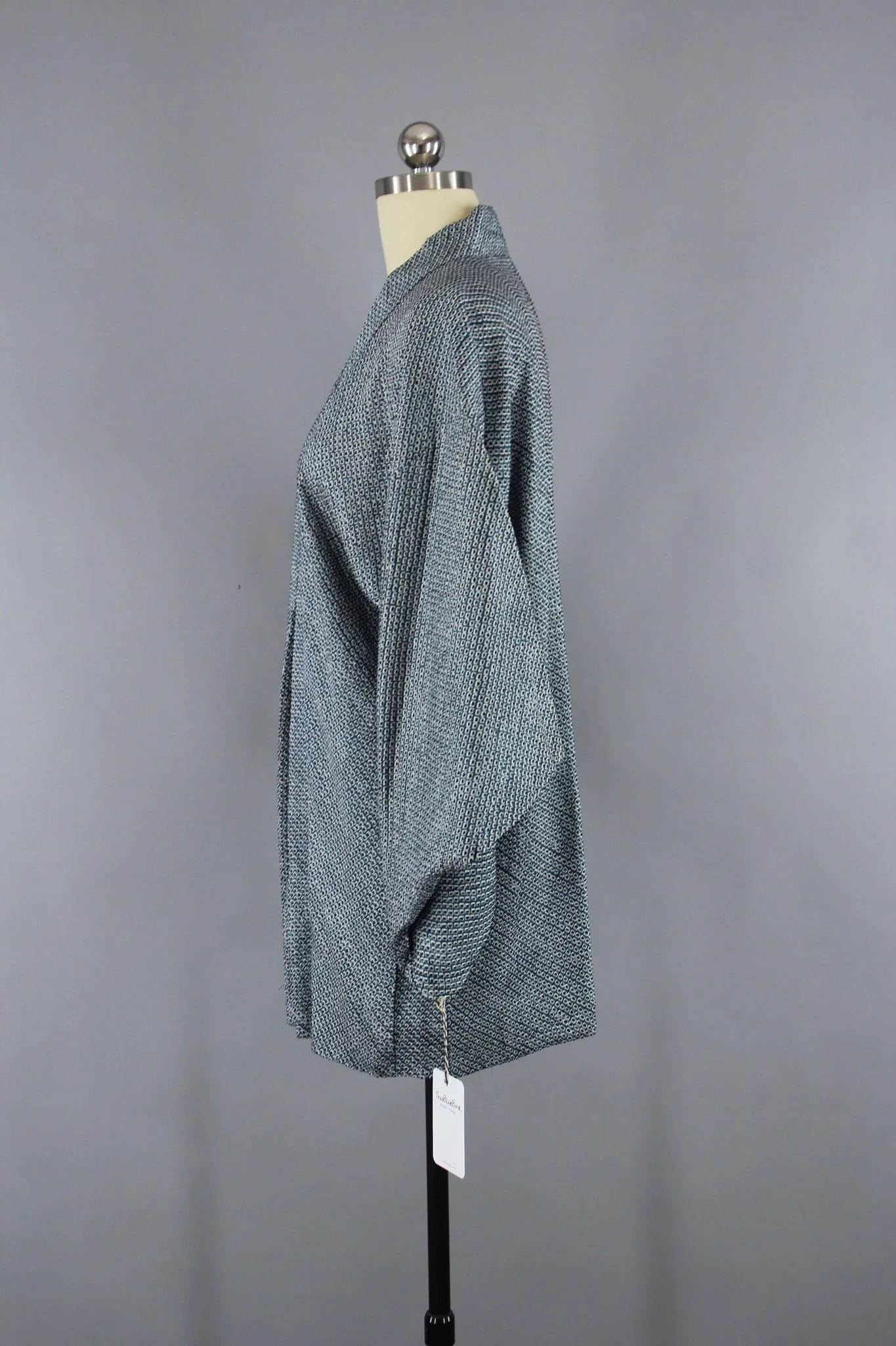 1950s Vintage Silk Haori Kimono Jacket Cardigan / Blue Shibori