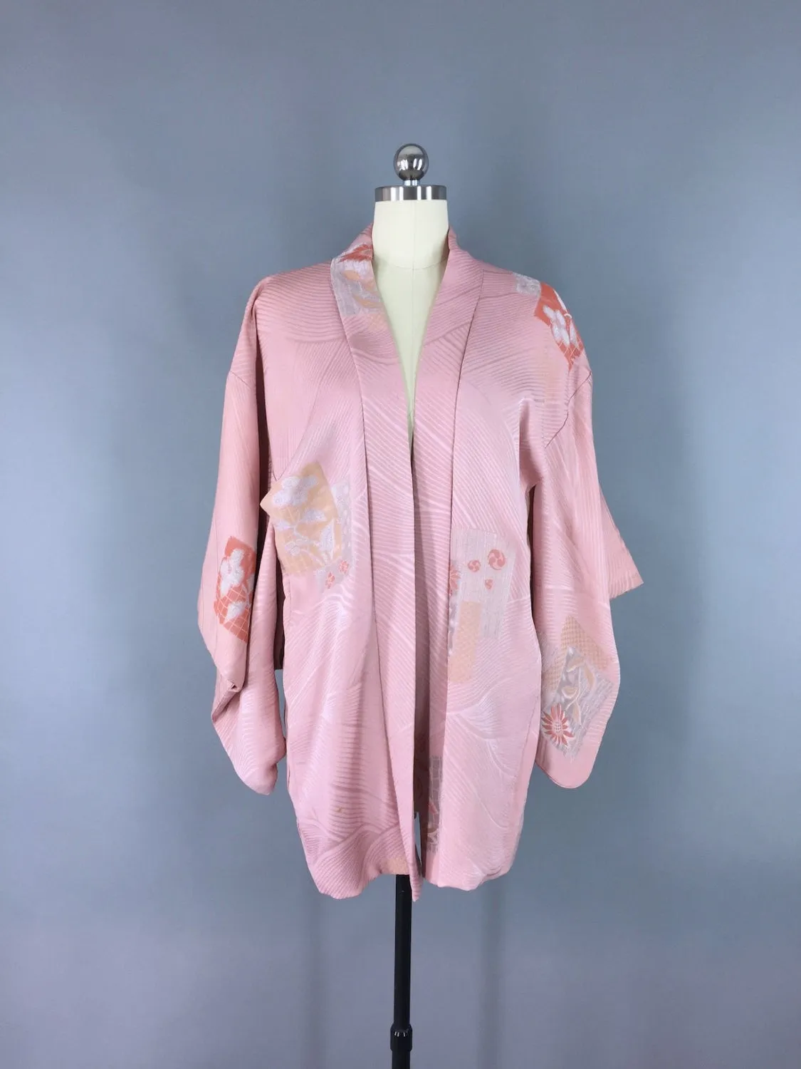 1960s Silk Haori Kimono Cardigan Jacket / Blush Pink