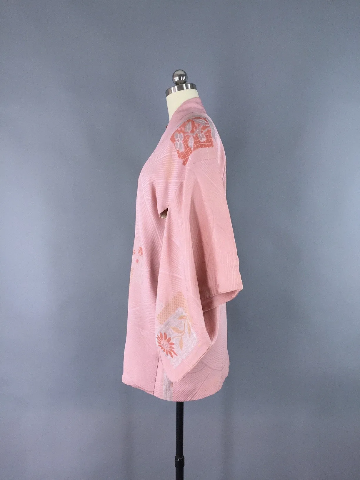 1960s Silk Haori Kimono Cardigan Jacket / Blush Pink