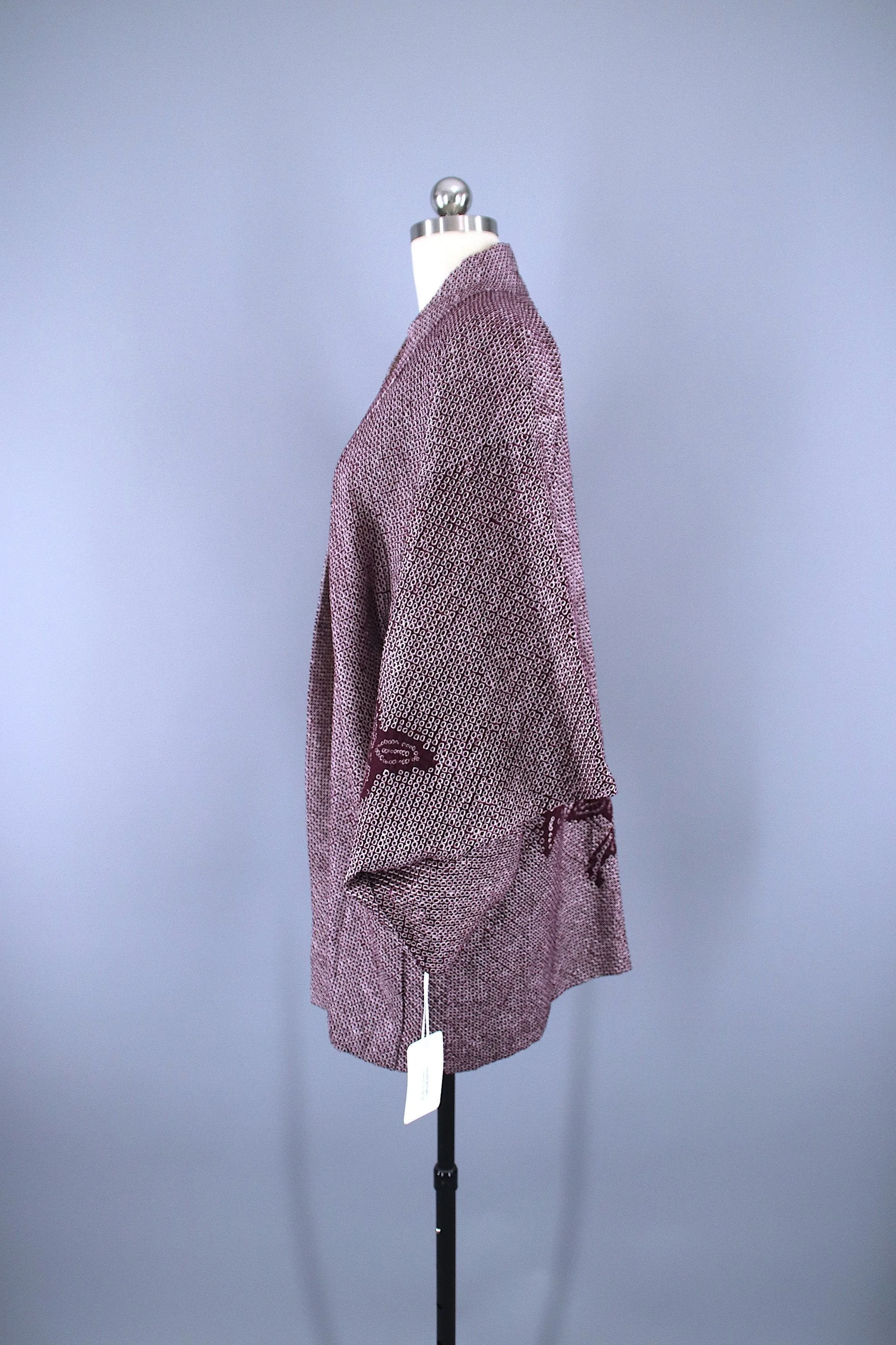 1960s Vintage Haori Kimono Jacket / Purple Dyed Shibori