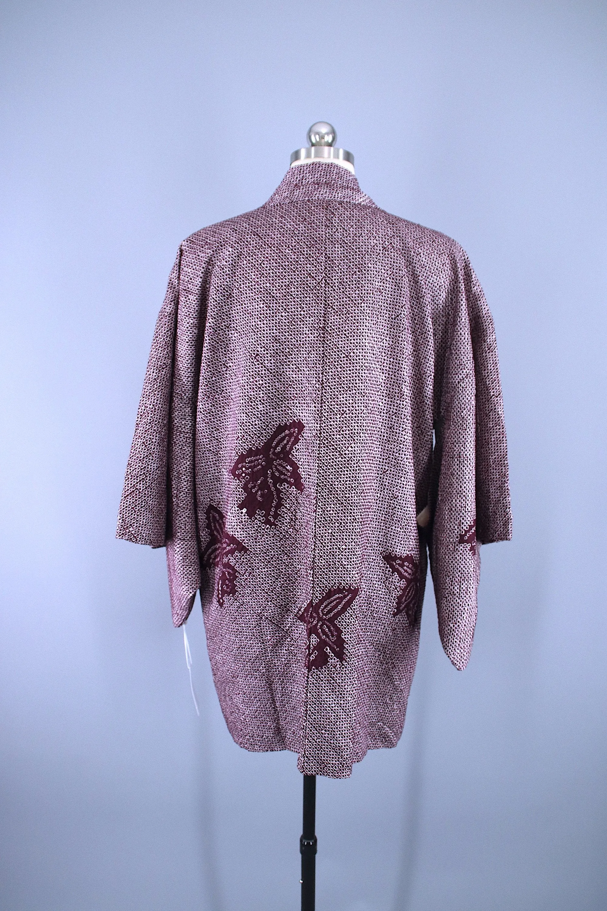 1960s Vintage Haori Kimono Jacket / Purple Dyed Shibori