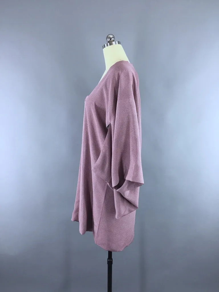 1970s Vintage Lavender Purple Silk Michiyuki Kimono Coat Jacket