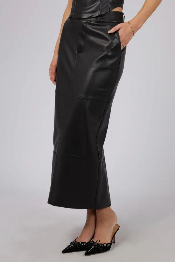 Alice Black Faux Leather Maxi Skirt