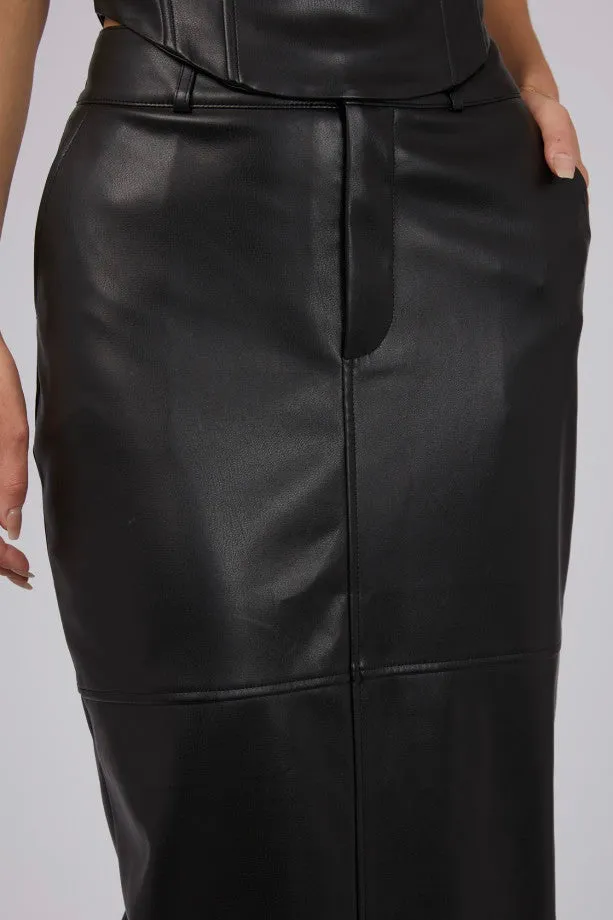 Alice Black Faux Leather Maxi Skirt