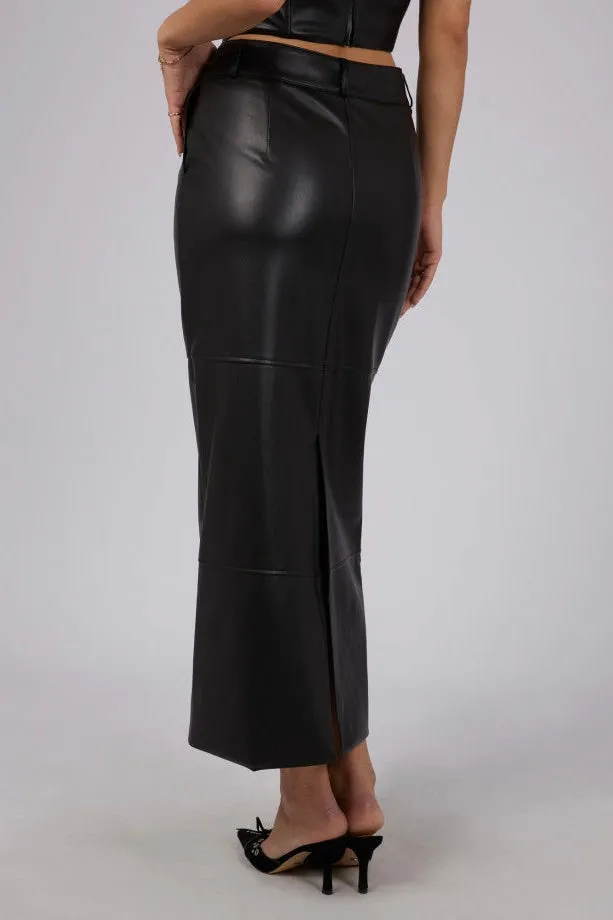 Alice Black Faux Leather Maxi Skirt