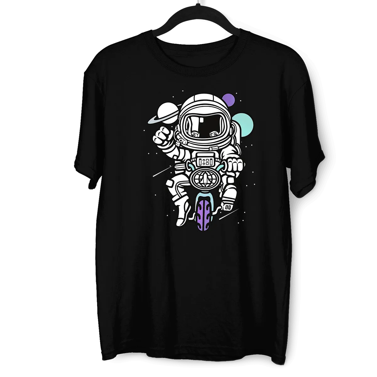 Astronaut on the bike in the Space Amazing Retro Vintage Crew Neck T-shirt & Tank Top