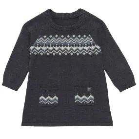 Baby Girls Dark Grey Heather Fair Isle Sweater Dress