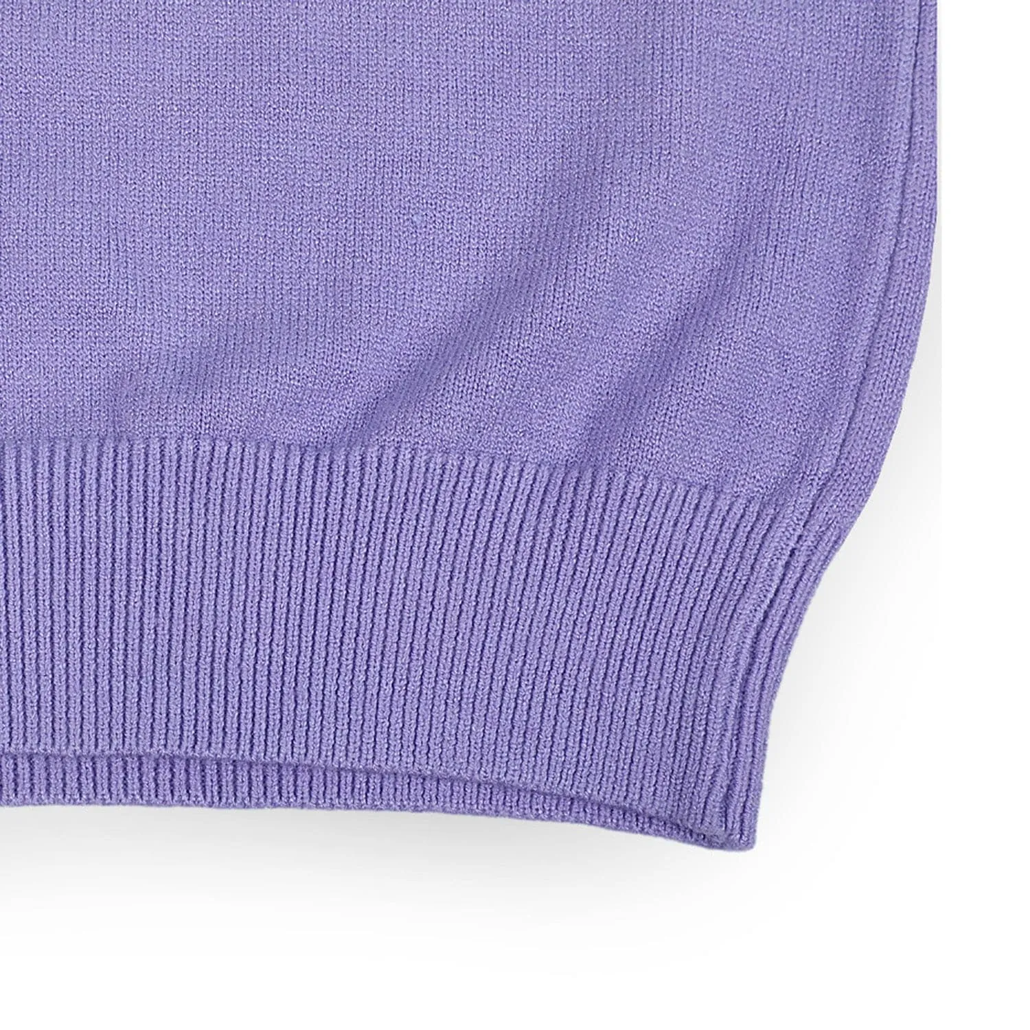 Basic Polo Neck Ribbed Premium Full Sleeves Knitted Kids Sweater - Purple