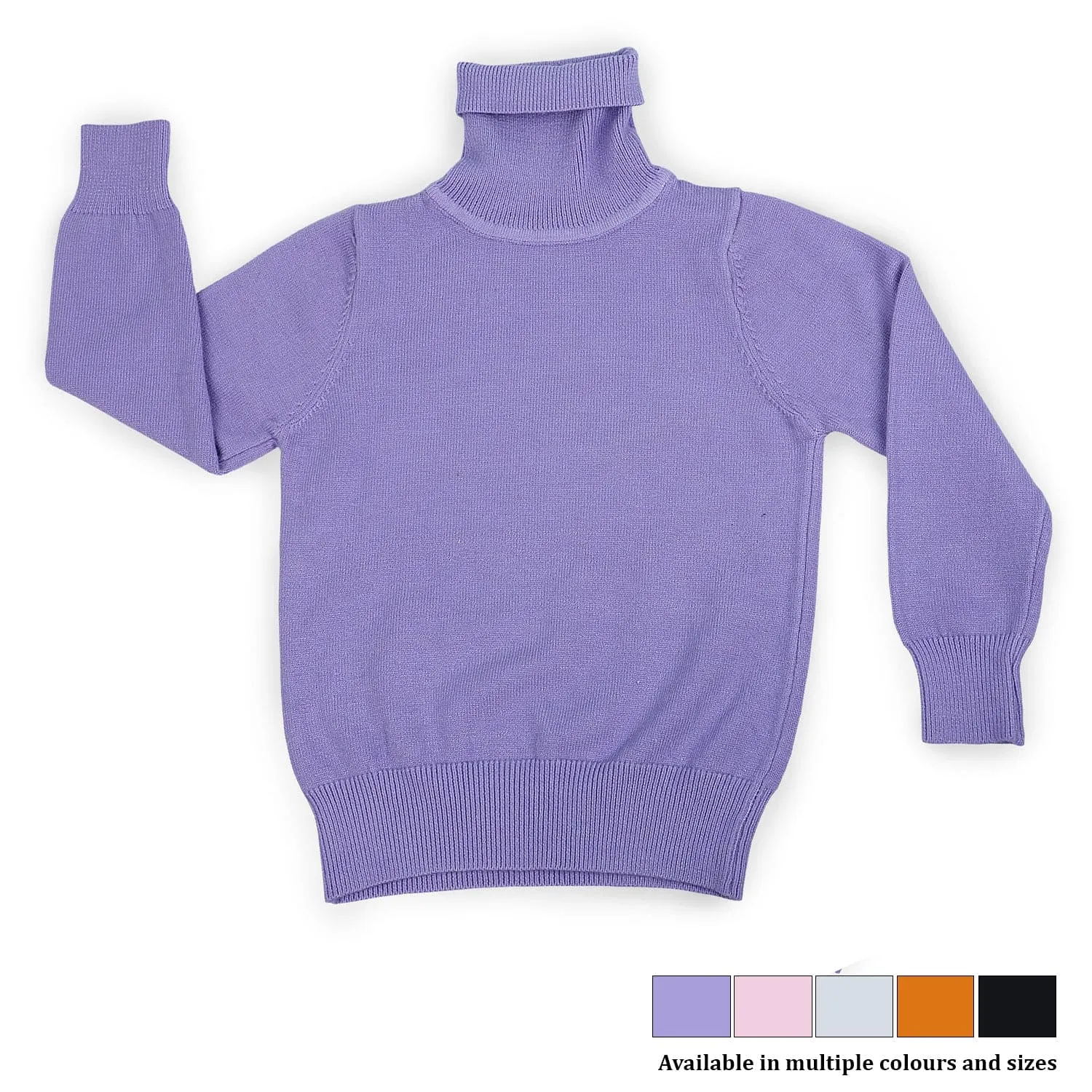 Basic Polo Neck Ribbed Premium Full Sleeves Knitted Kids Sweater - Purple