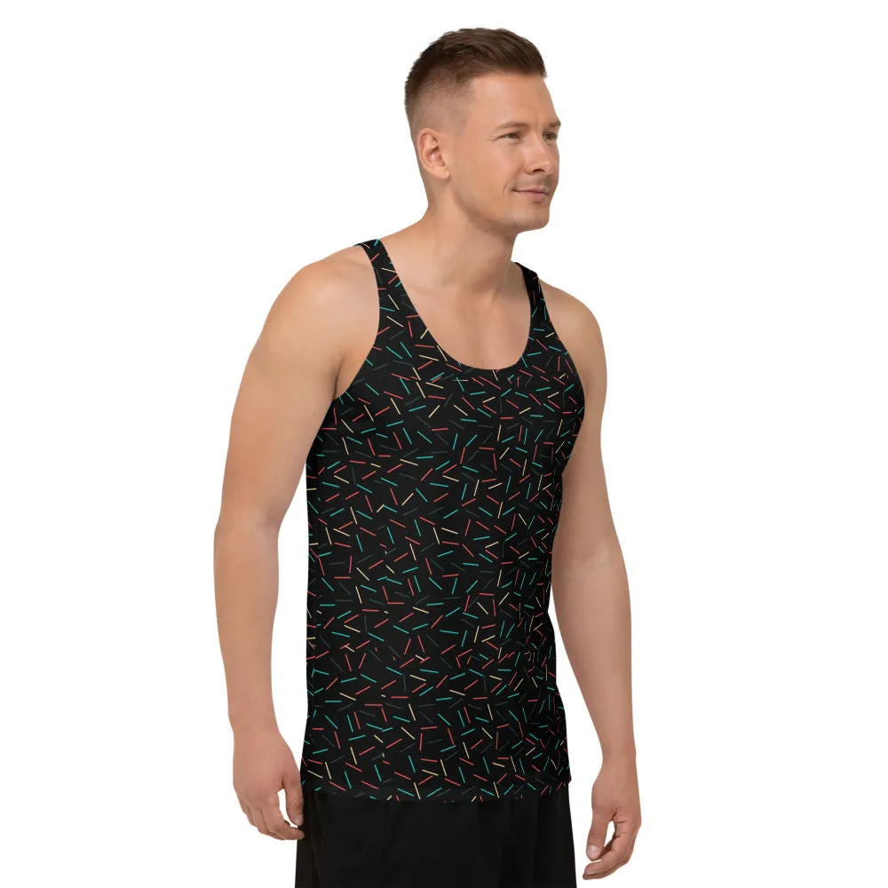 Black Sprinkles Unisex Tank Top, Abstract Birthday Boy Tank Top For Men-Made in USA/EU