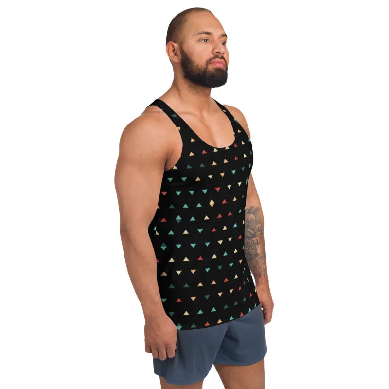 Black Triangles Unisex Tank Top, Men's Modern Fashion Abstract Tank Top-Made in USA/EU