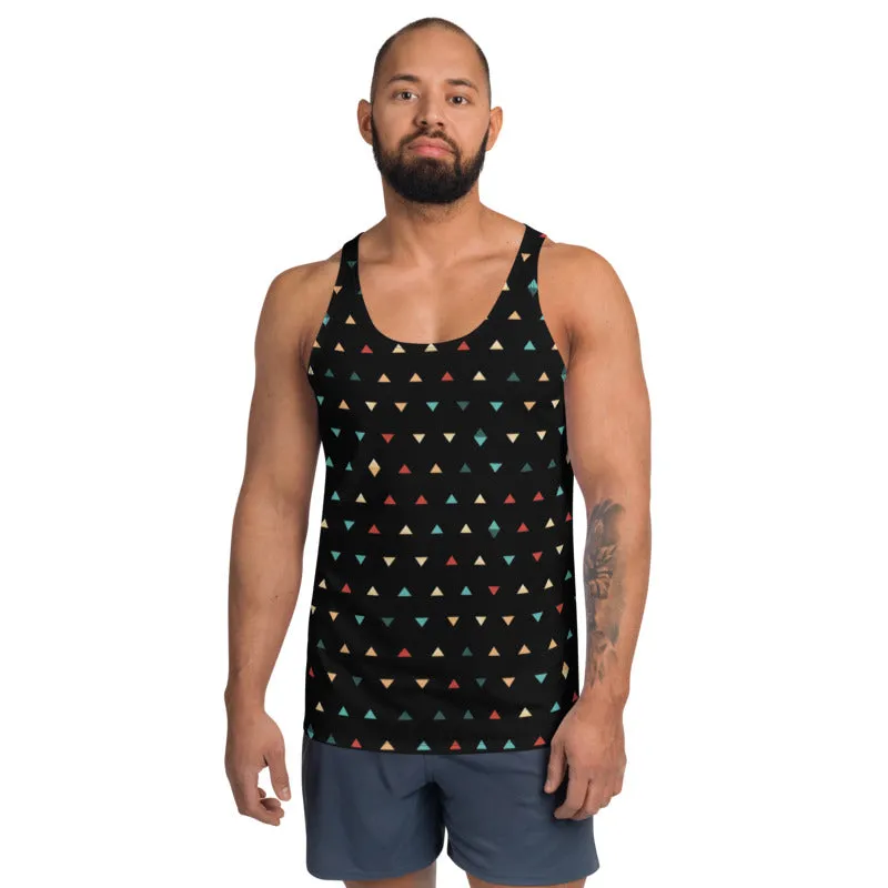 Black Triangles Unisex Tank Top, Men's Modern Fashion Abstract Tank Top-Made in USA/EU