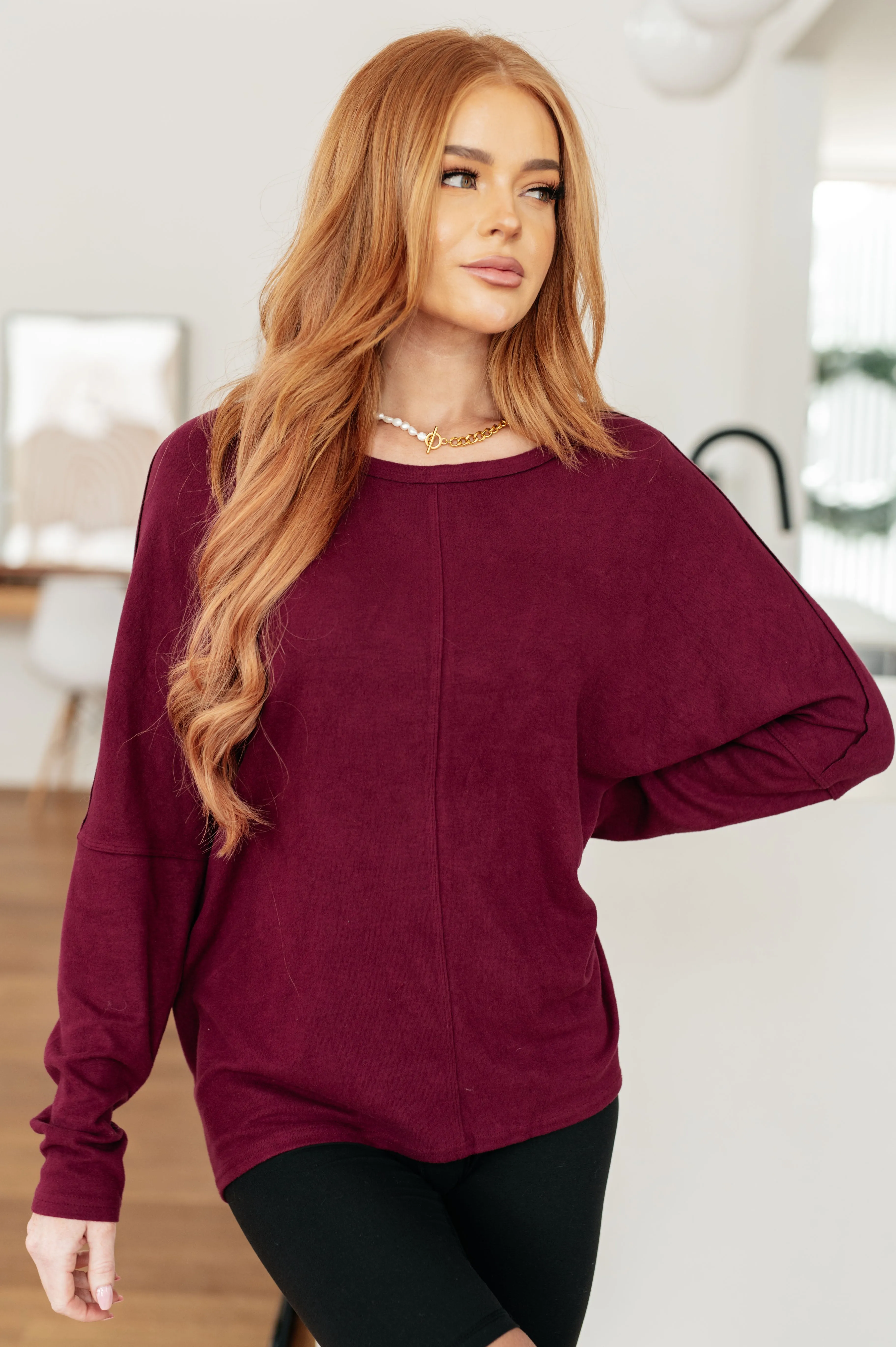 Carmen Dolman Sleeve Top in Wine