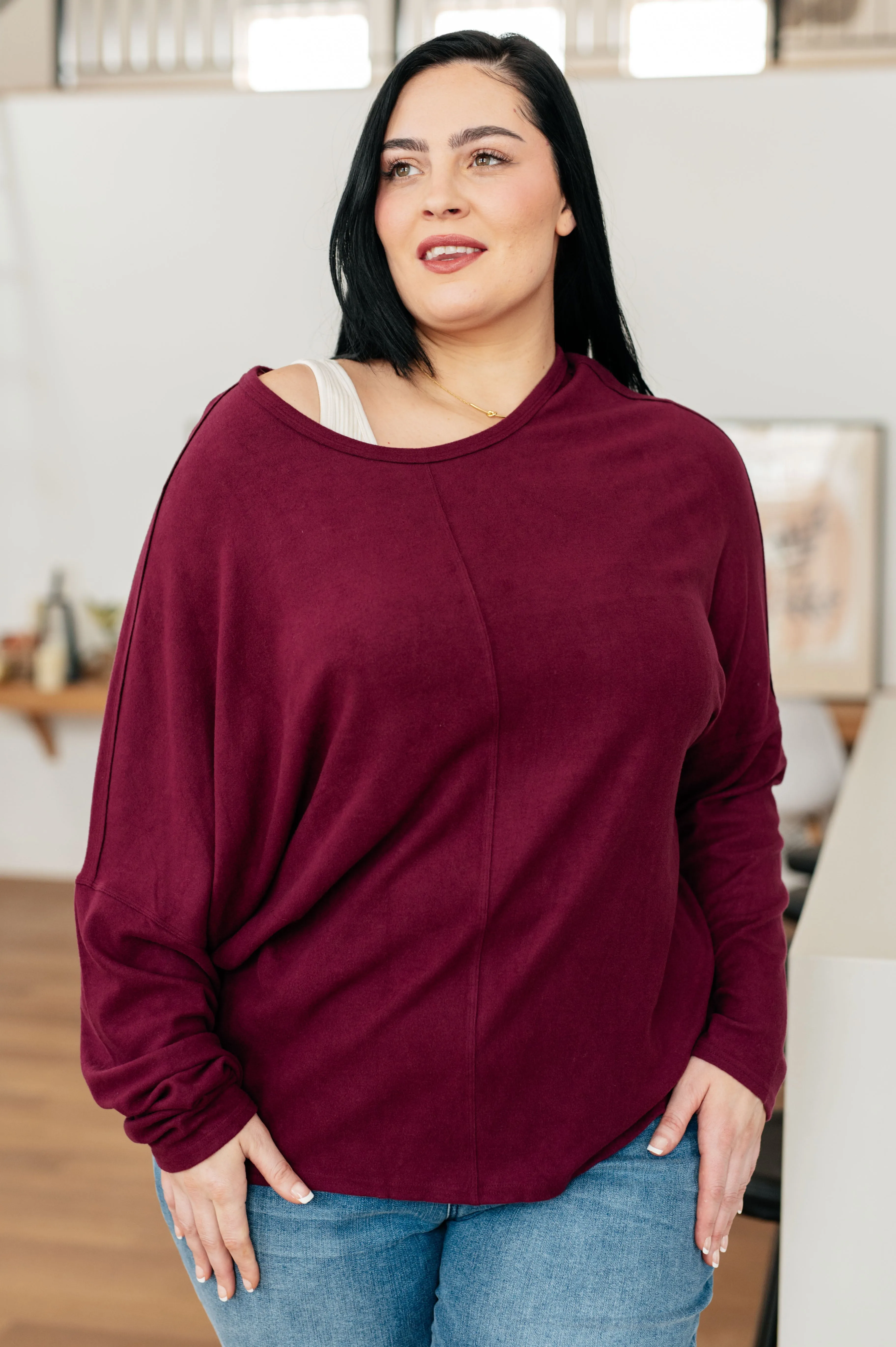 Carmen Dolman Sleeve Top in Wine