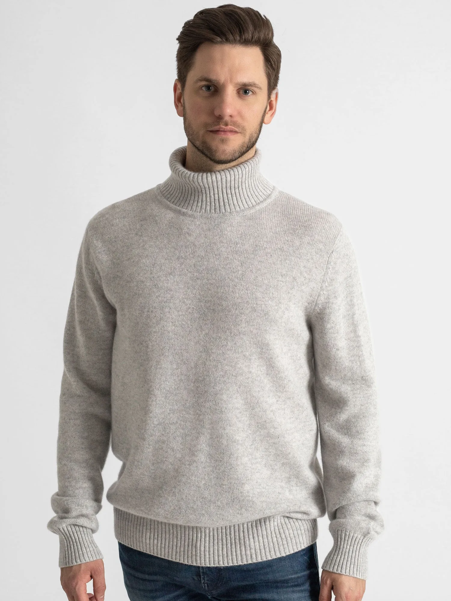 Cashmere sweater men "Frost polo" - light grey