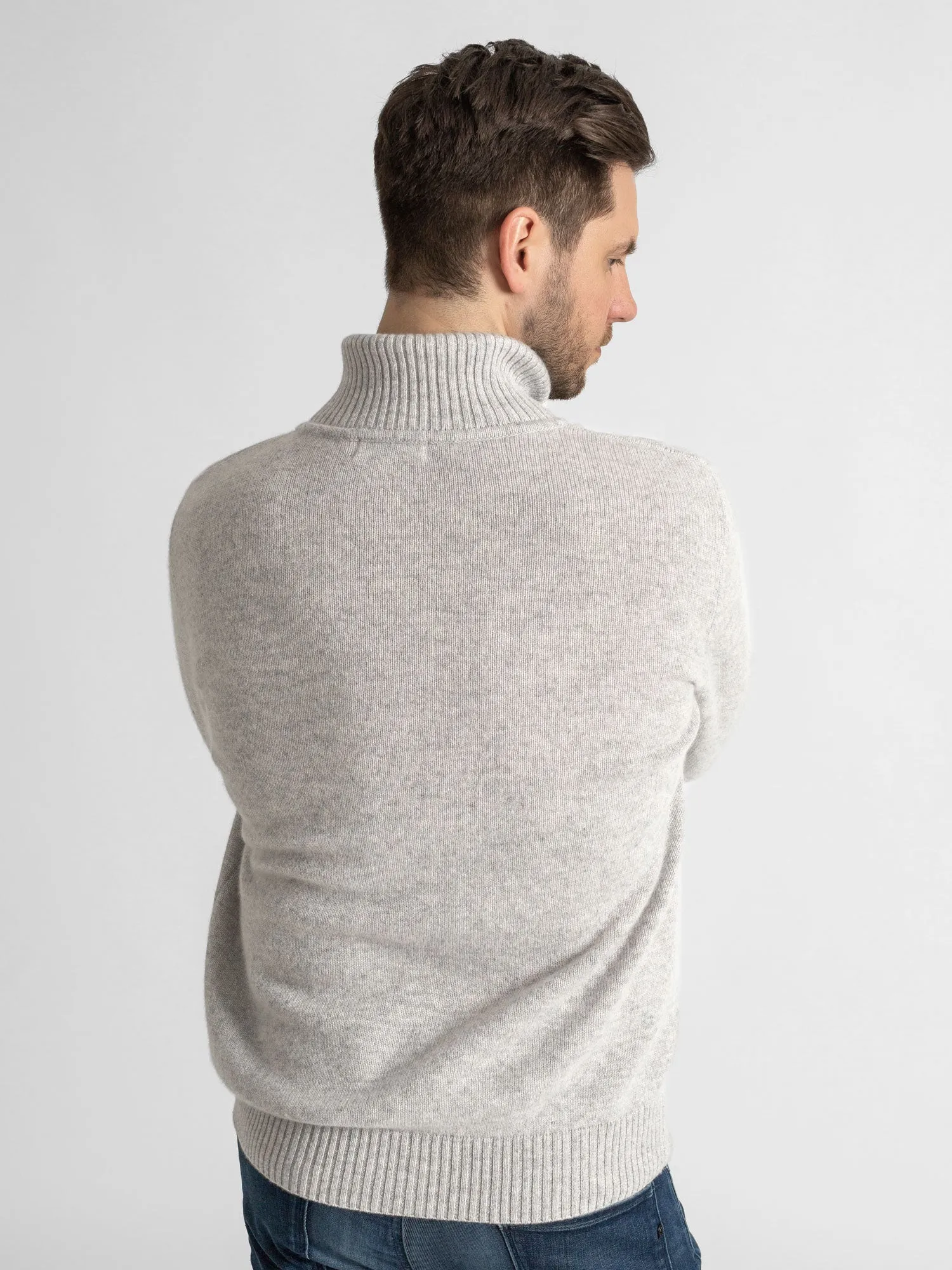 Cashmere sweater men "Frost polo" - light grey