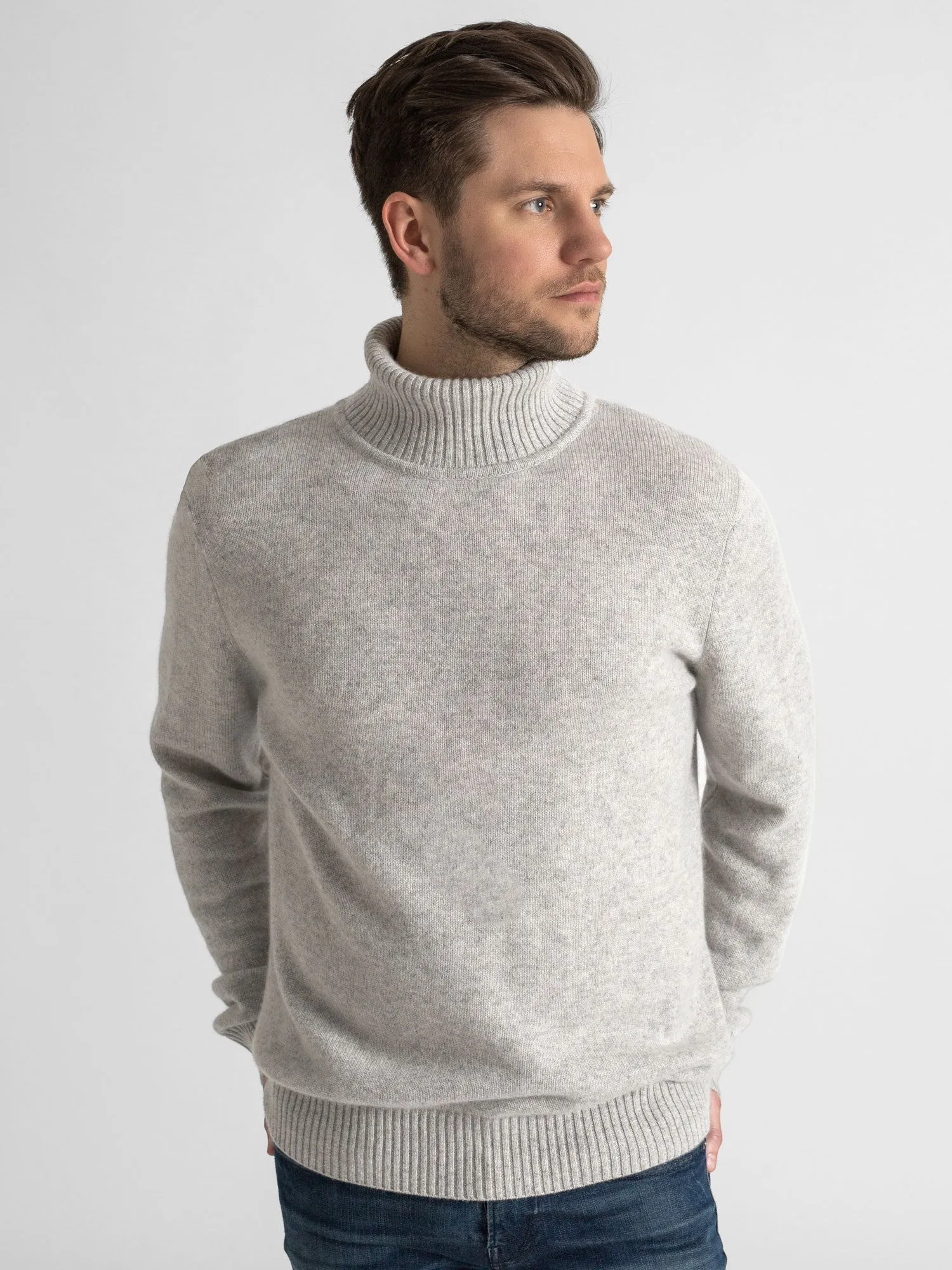 Cashmere sweater men "Frost polo" - light grey