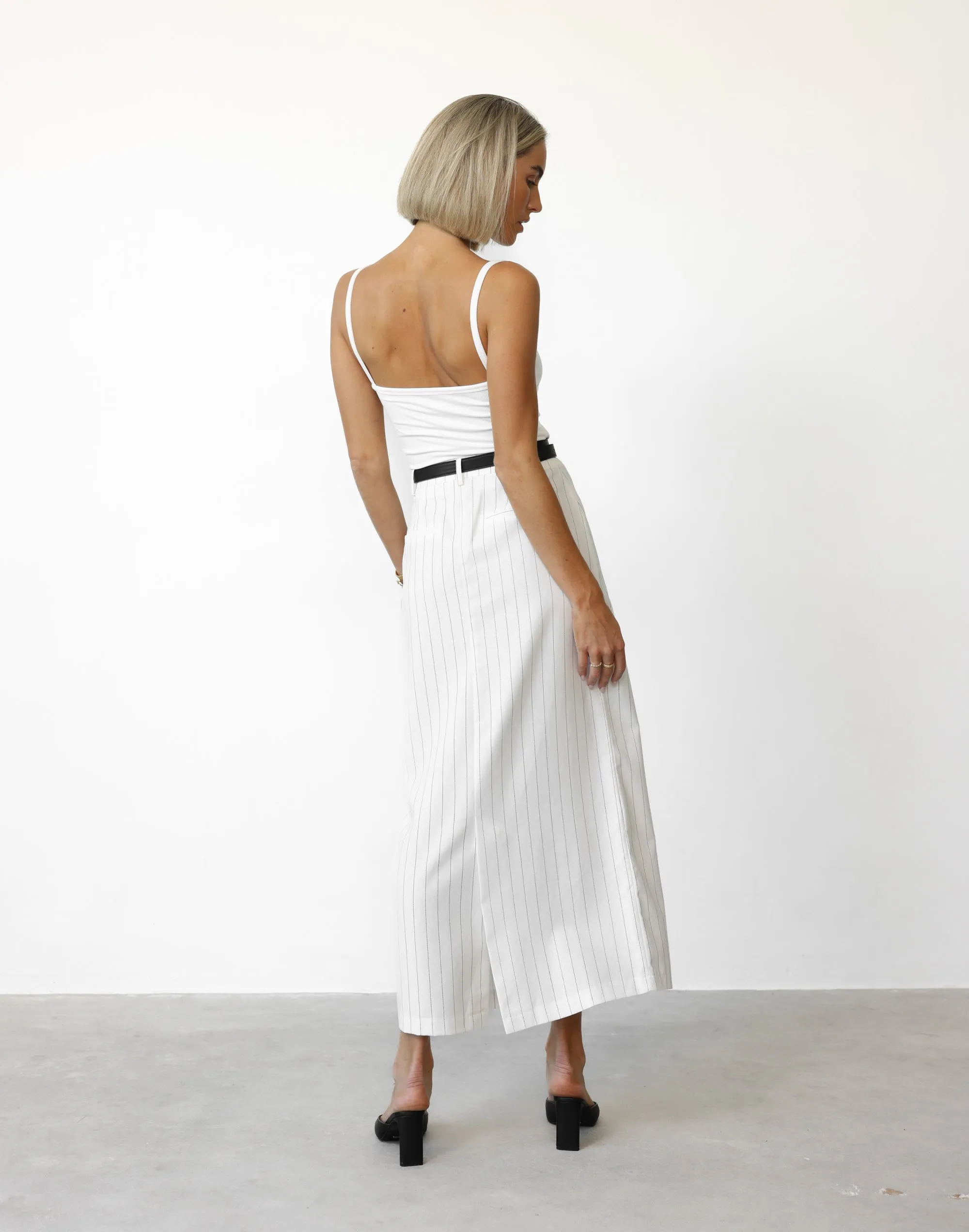 Charlie Maxi Skirt (White Pinstripe)