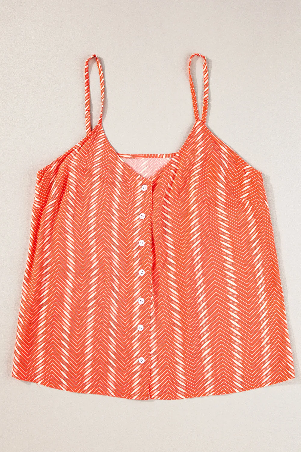 Chevron Buttoned V Neck Cami Top