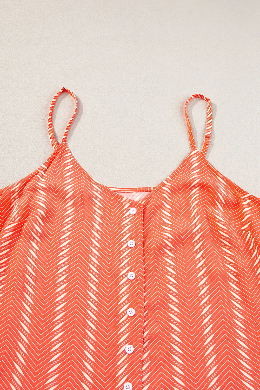 Chevron Buttoned V Neck Cami Top