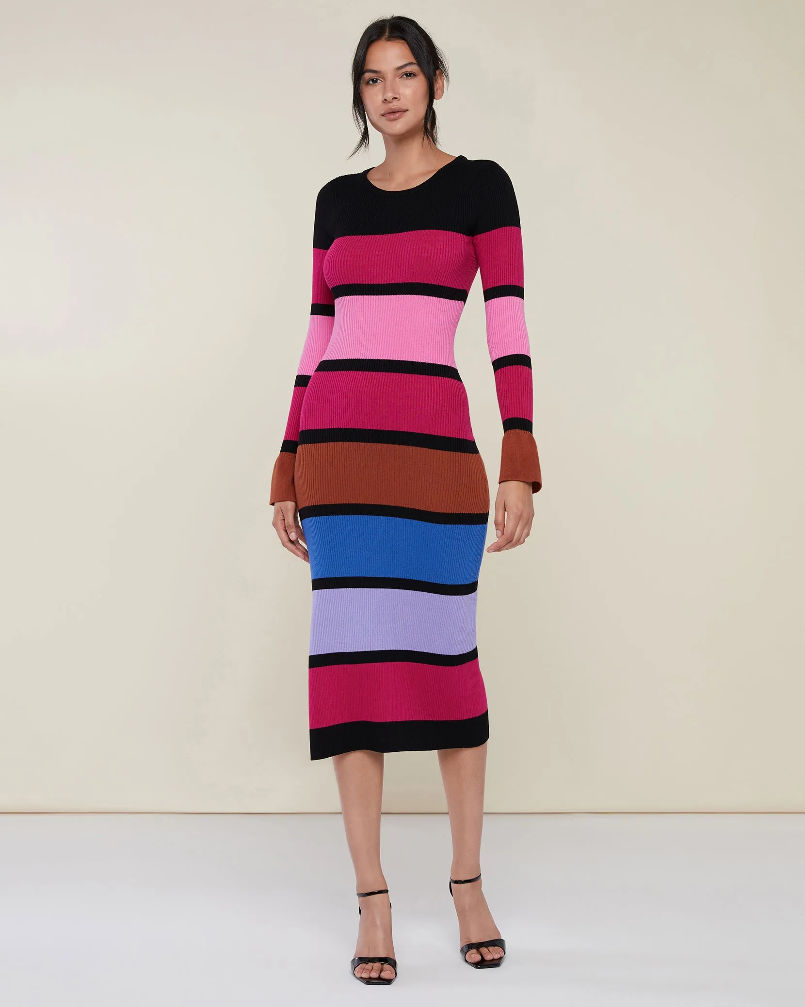 Colorblock Knit Midi Dress