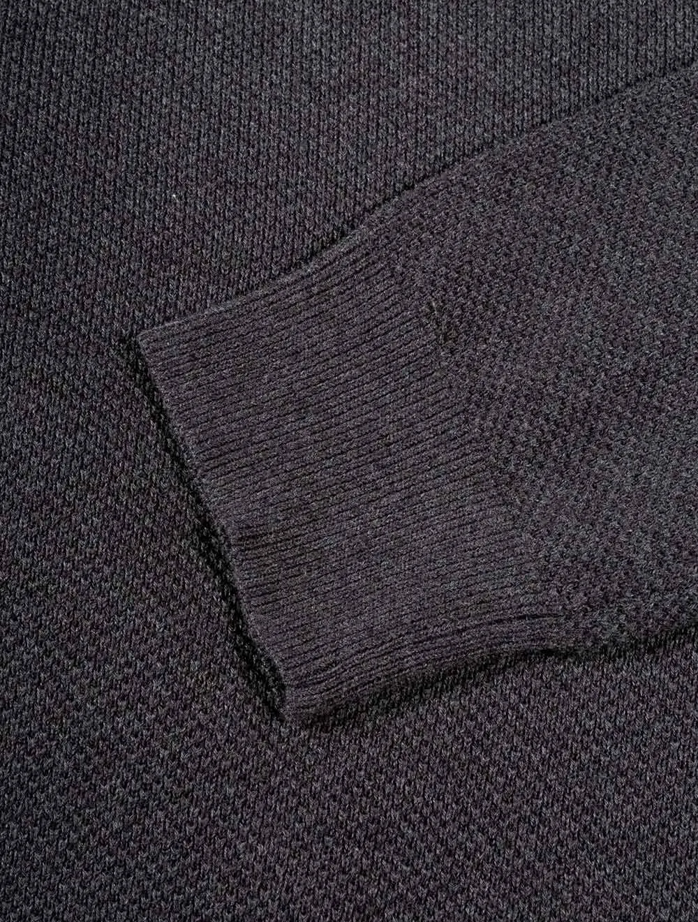 Cotton Piqué Crew Neck Sweater Antracite Melange