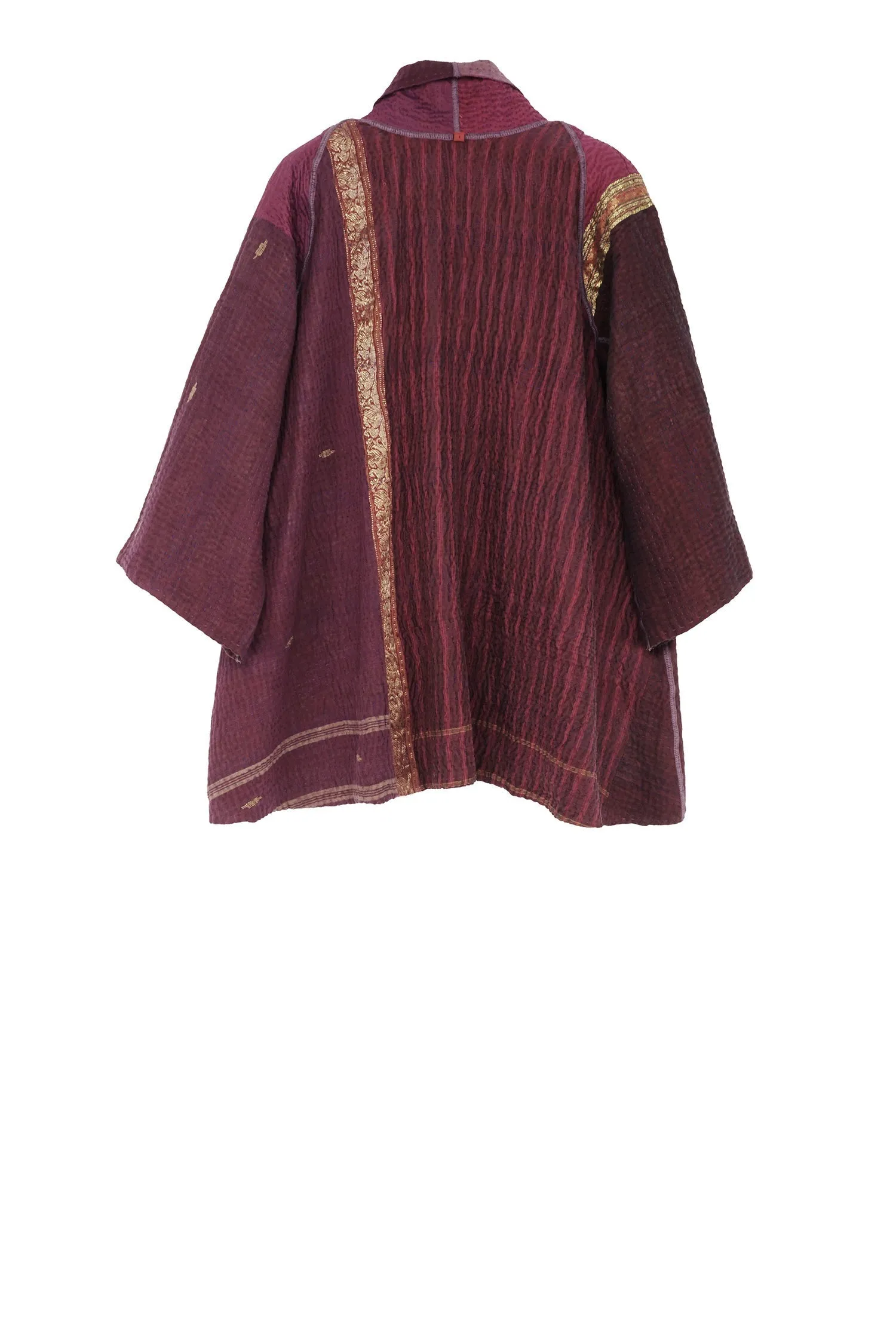 COTTON SILK SW PATCH KANTHA KIMONO JKT - ws4004-prp -