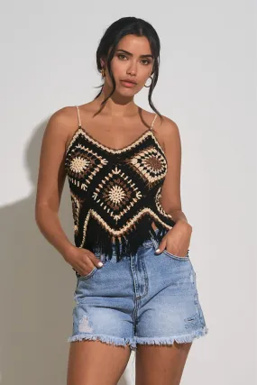 Crochet Fringe V-Neck Tank Top