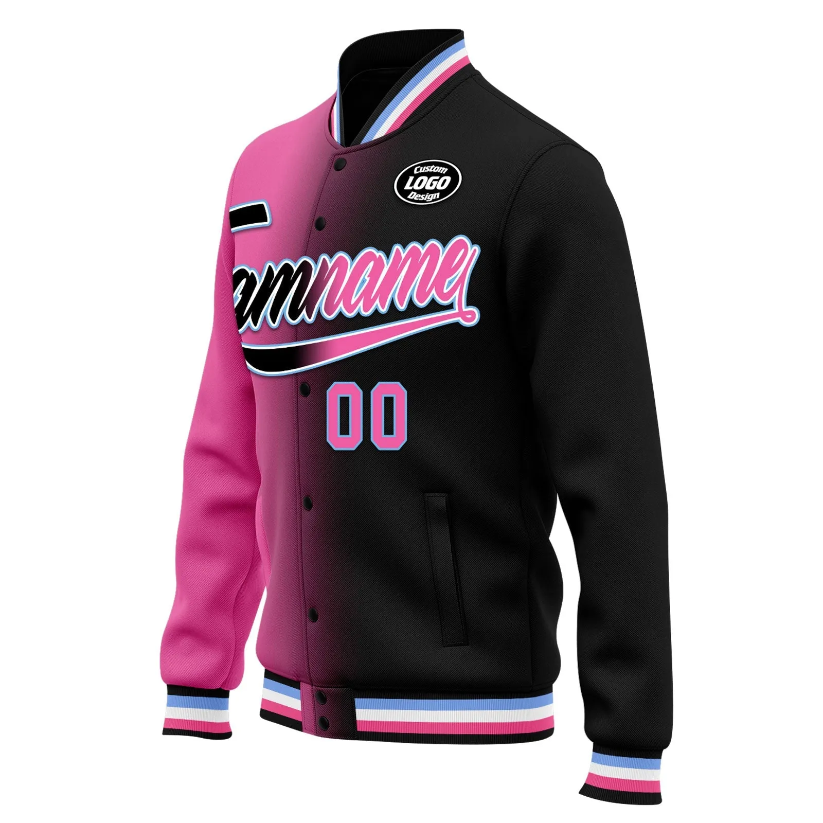 Custom Gradient Fashion Jacket Bomber Full-Snap Varsity Letterman Personalized Jacket FZ005-D028016-19