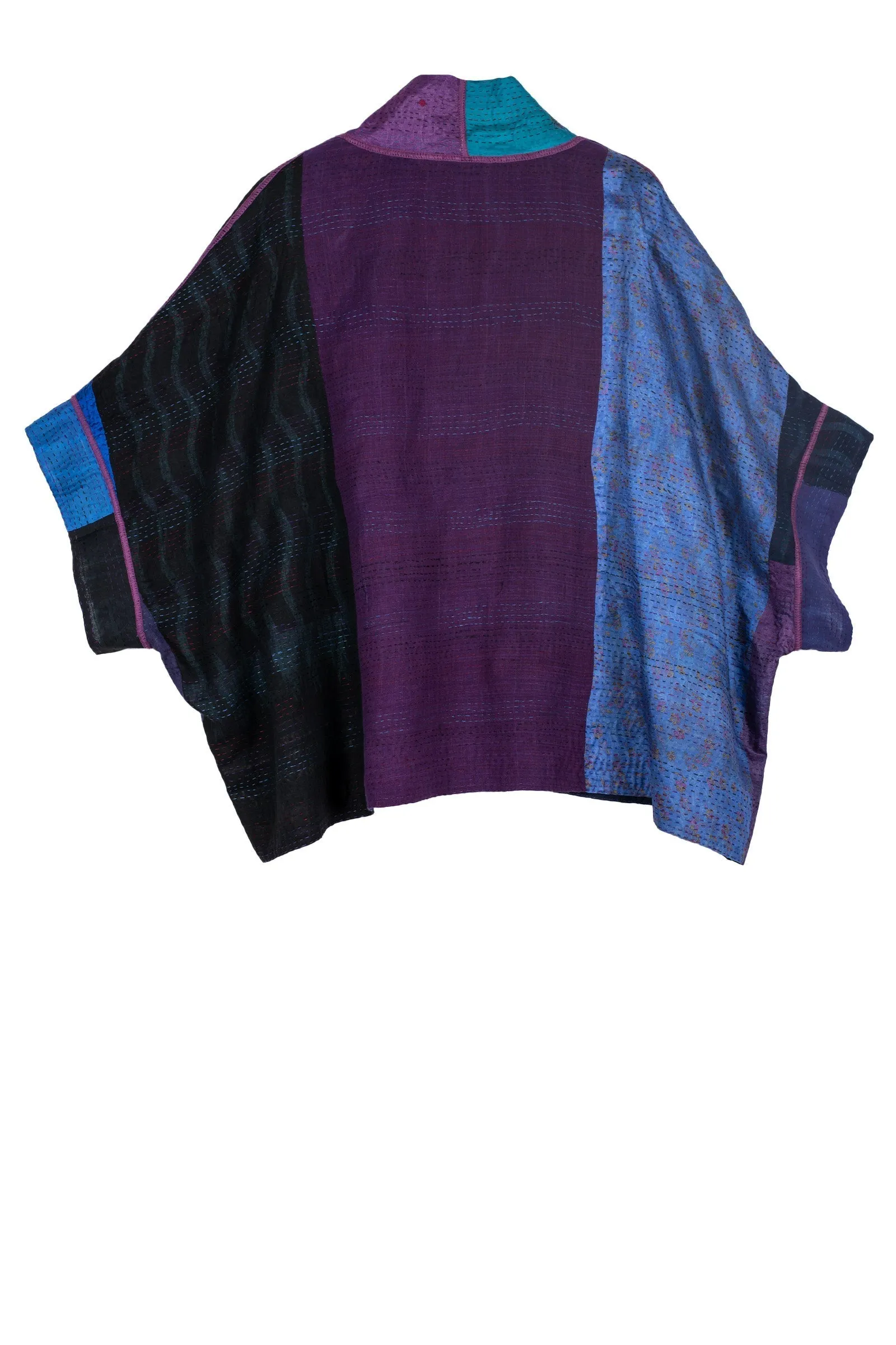 DESERT WAVES KANTHA MINI PONCHO - dw2060-blu -