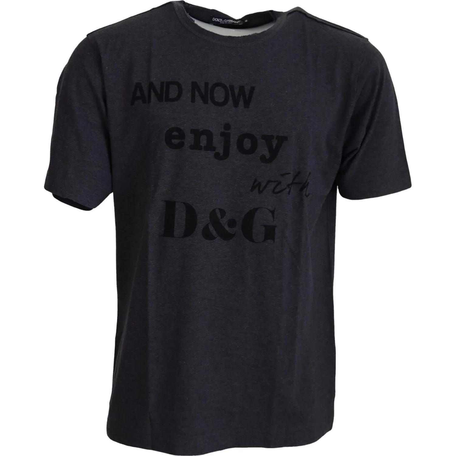 Dolce & Gabbana Elegant Gray Motive Crew Neck T-Shirt