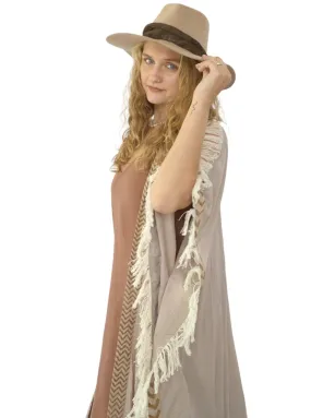 Dusty Rose Closed-Back Fringe Poncho