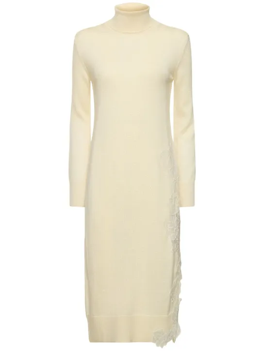 Ermanno Scervino   Embroidered wool blend knit midi dress 