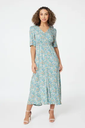 Floral 1/2 Sleeve Maxi Dress