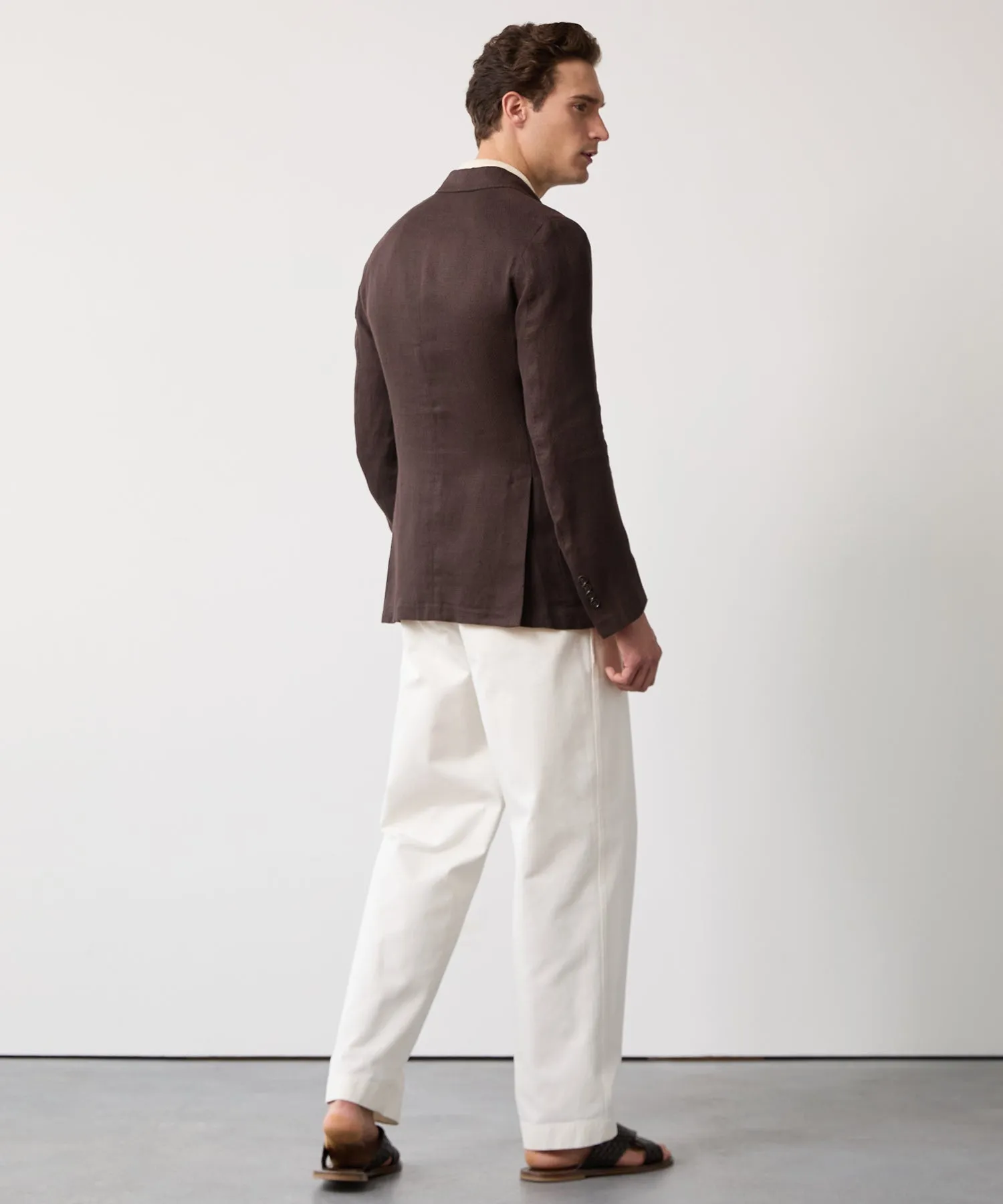 Italian Linen Basketweave Sport Coat in Dark Brown