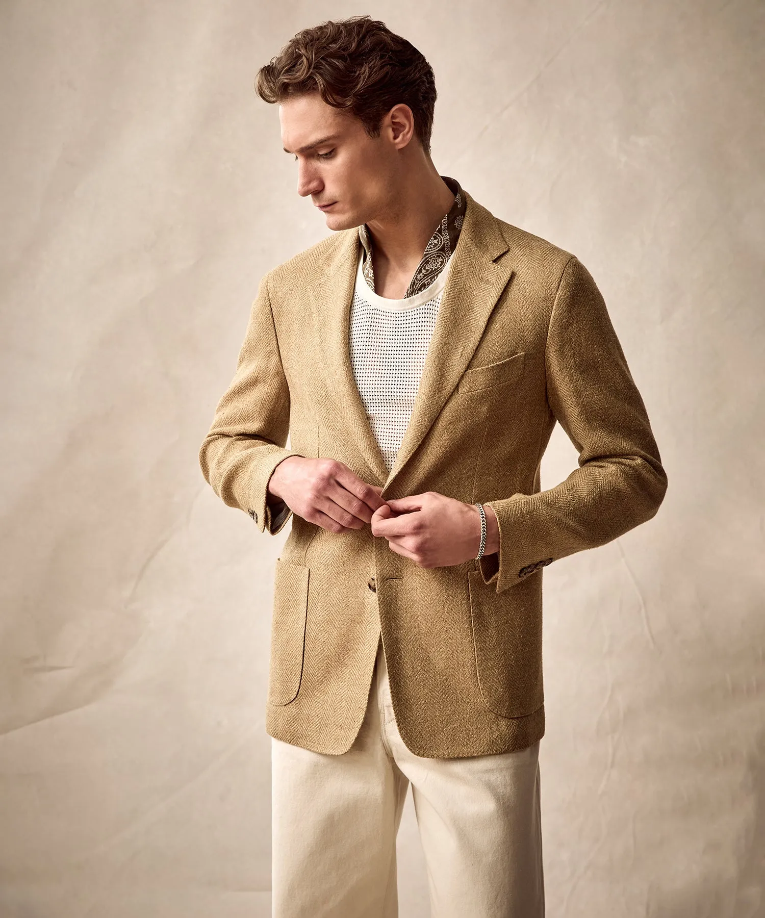 Italian Linen Silk Sport Coat in Burlap