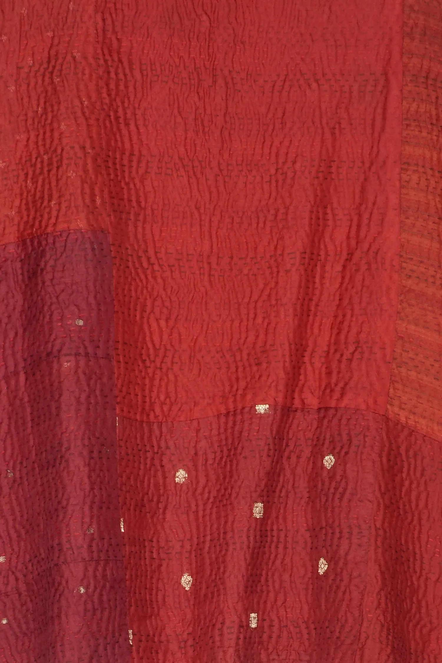 JACQUARD SILK KANTHA MINI PONCHO - js4060-red -