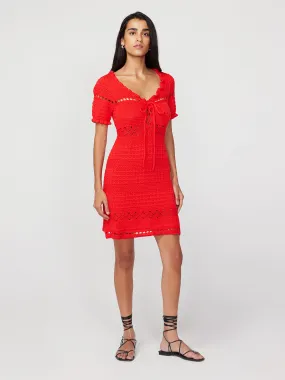 Leonie Red Crochet Knit Mini Dress