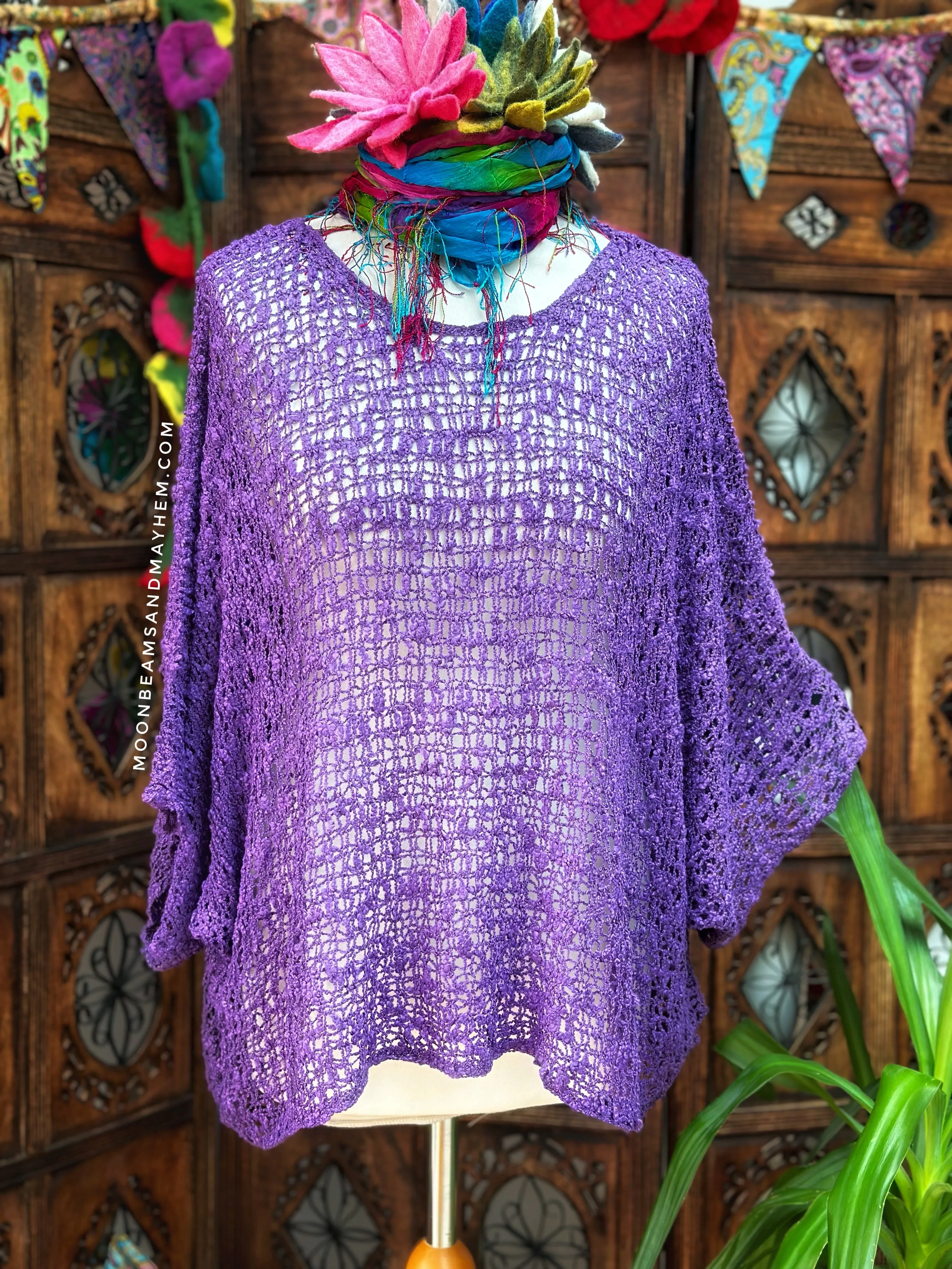 LOOSE WEAVE PURPLE PULLOVER