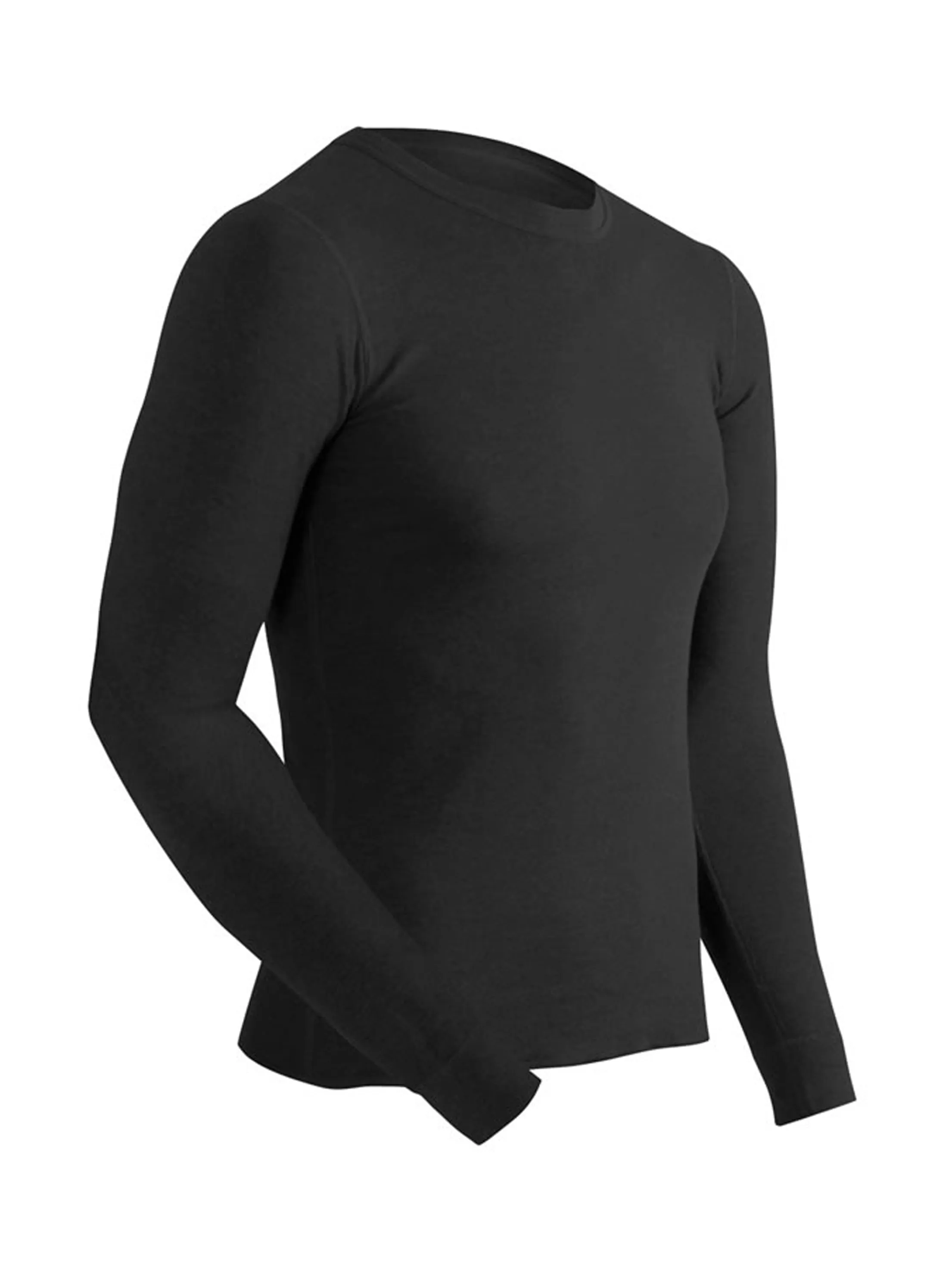 Men's Plain Solid Thermal Sleepwear Top,Black