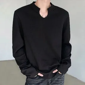 Men's T-shirt Casual Solid Color Male Pullover Long Sleeve Tops Korean Style Men Clothing Stylish Autumn 9C4333