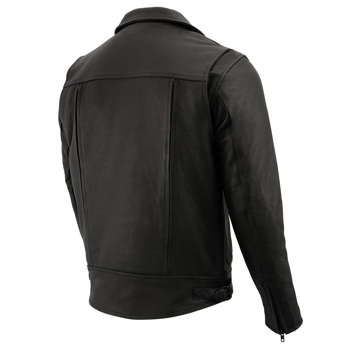 Milwaukee Leather LKM1720 Men's Black 'Pistol Pete' Motorcycle Vented Leather Jacket with Multi-Utility Pockets