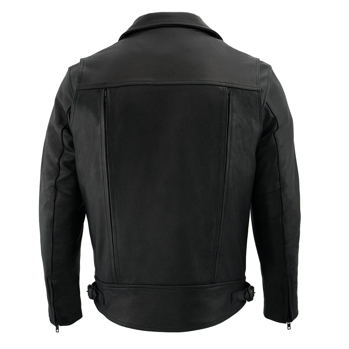 Milwaukee Leather LKM1720 Men's Black 'Pistol Pete' Motorcycle Vented Leather Jacket with Multi-Utility Pockets