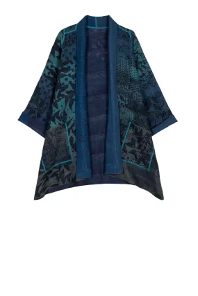 MONOTONE TWILIGHT PRINT KANTHA A-LINE JKT - tp2003-blu -