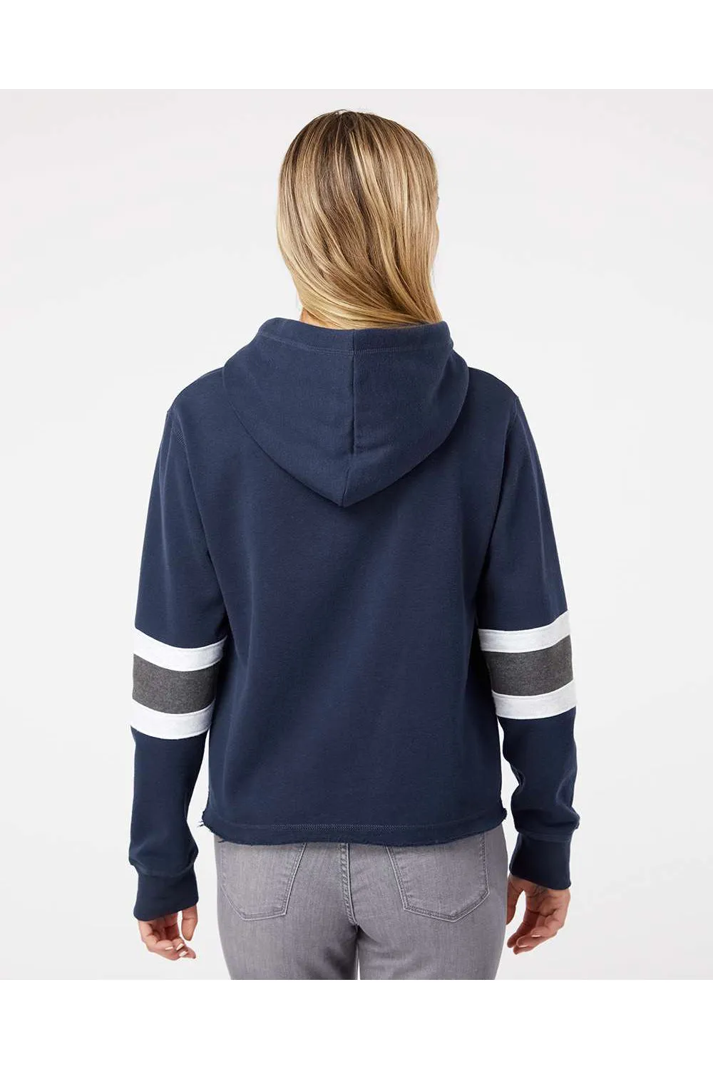 MV Sport Womens Sueded Fleece Thermal Lined Hooded Sweatshirt Hoodie - Navy Blue/Ash Grey/Charcoal Grey - Closeout