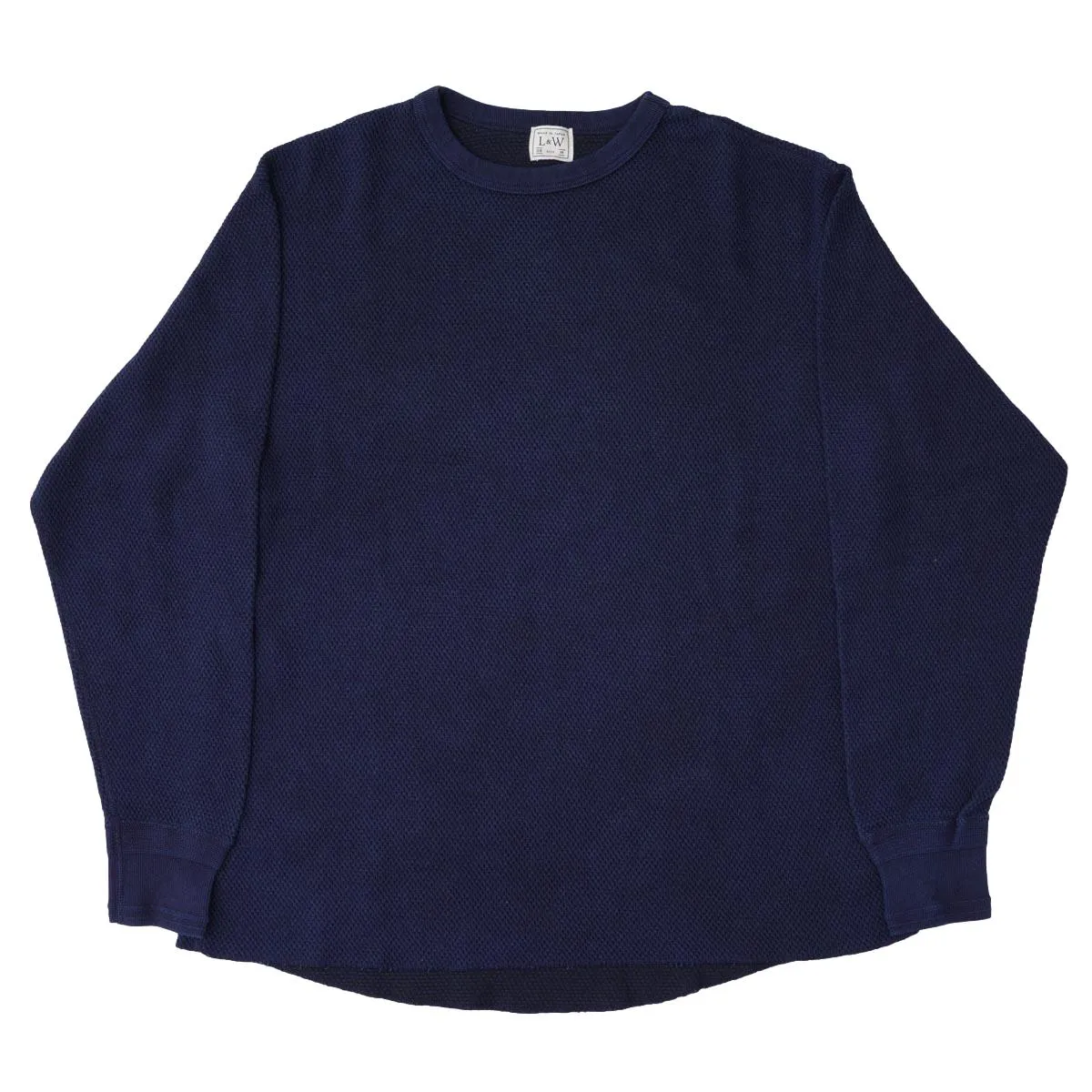 OD LW Indigo Dyed Double Face Hex Honeycomb Crewneck Thermal