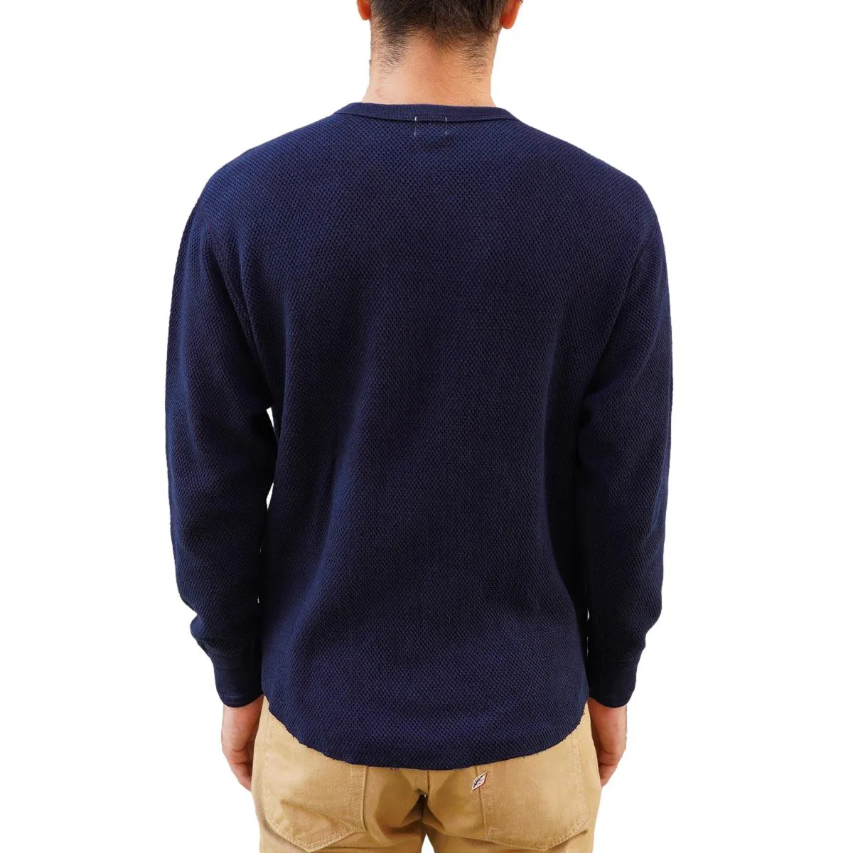 OD LW Indigo Dyed Double Face Hex Honeycomb Crewneck Thermal