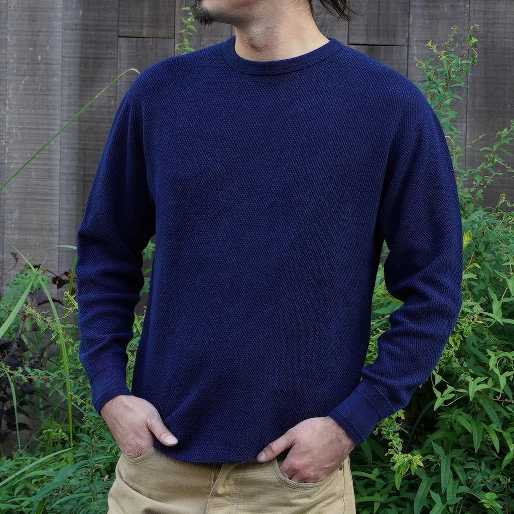 OD LW Indigo Dyed Double Face Hex Honeycomb Crewneck Thermal