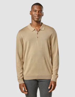 Premium Merino Long Sleeve Polo Sahara