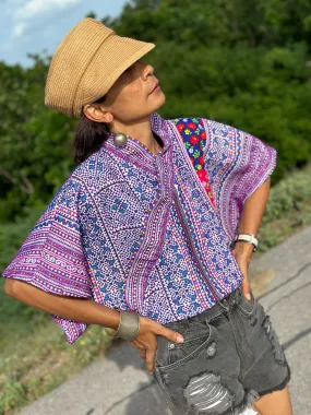 Purple cropped kimono top